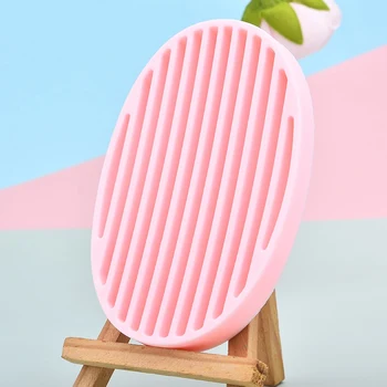 

Oval Shape Silicon Soap Saver Soap Dish Plate Holder Tray Drain Soap Box Storage Container new New