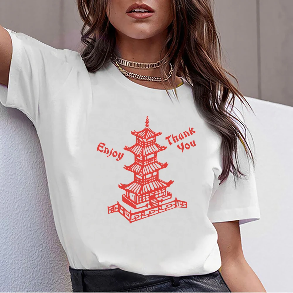 Топы футболка для женщин китайская еда забавная Harajuku Хлопковая женская | Женская