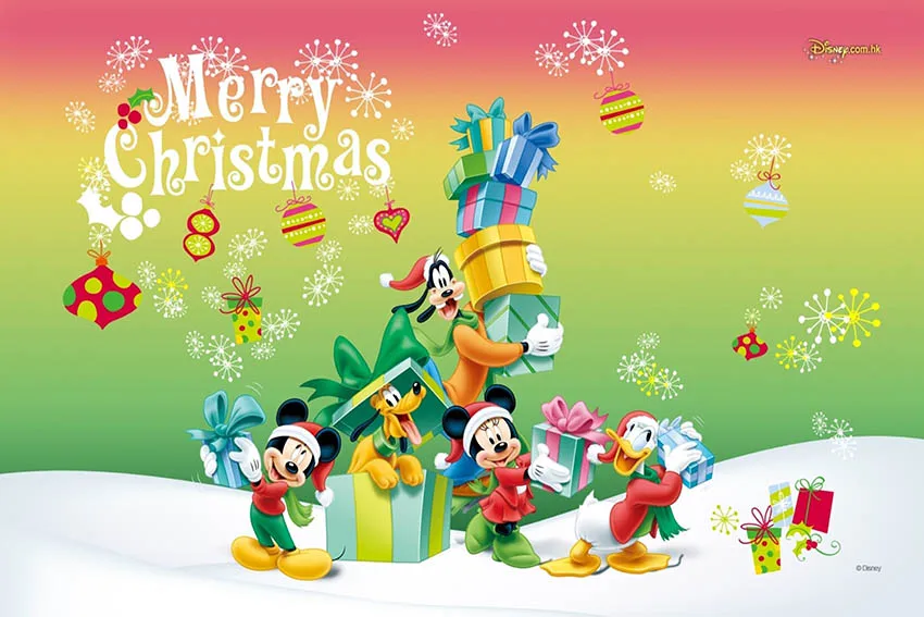 Photography Background Photocall Mickey Mouse Christmas Backdrop for Birthday Party Decorations Custom Children Newborn Birthday