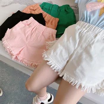 

Summer Baby Girl Shorts Children Western Style Cotton Shorts Teen Girls Hot Pants Tassel Lace Girl Mini Short Kids Clothes