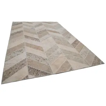 

245x352 Cm Beige Handmade Modern Patchwork Rug-8x12 Ft