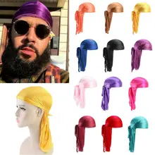 

Fashion Pure color imitation silk turban pirate hat Unisex Durags Bandanna Turban Wigs Pirate Hat Head scarf Hair Accessories