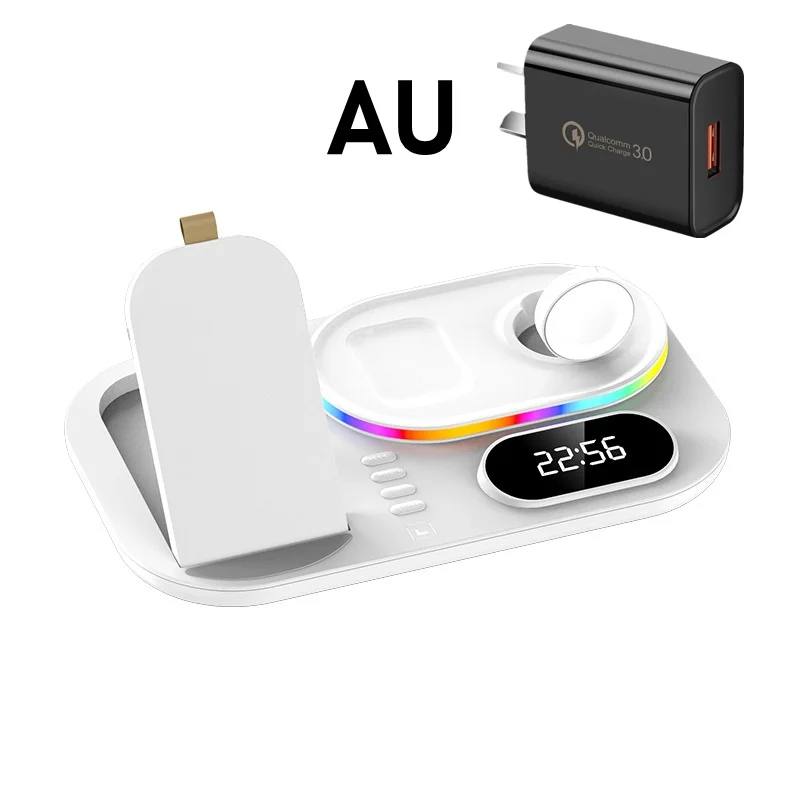 apple magsafe duo charger 30W Fast Wireless Charger For Airpods Pro Apple IWatch 4IN1 Time Clock RGB Light Charging Station for iPhone X 13 12 11 Pro Max huawei wireless charger Wireless Chargers