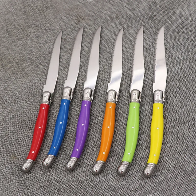 6pcs Laguiole Steak Knives Rainbow Cutlery Dinner Table Knife Multi Color  Tableware Stainless Steel Dinnerware Colorful Ru Stock - Dinner Knives -  AliExpress