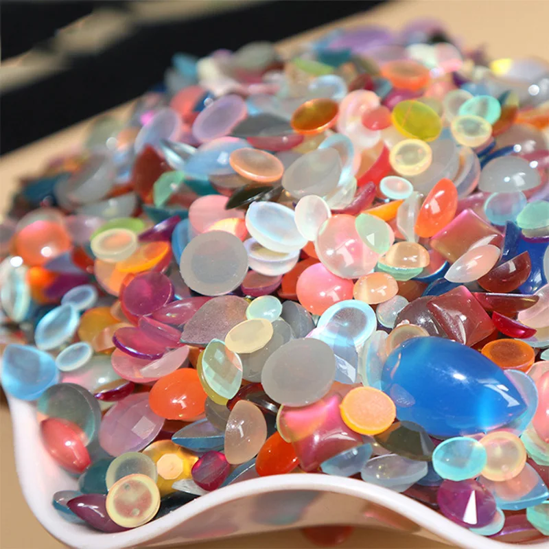 

200g Mixed Colorful Round Shape Flat back Resin Cabachons For Scrapbooking DIY Ring Patch Phone Bags Shoe Accessories