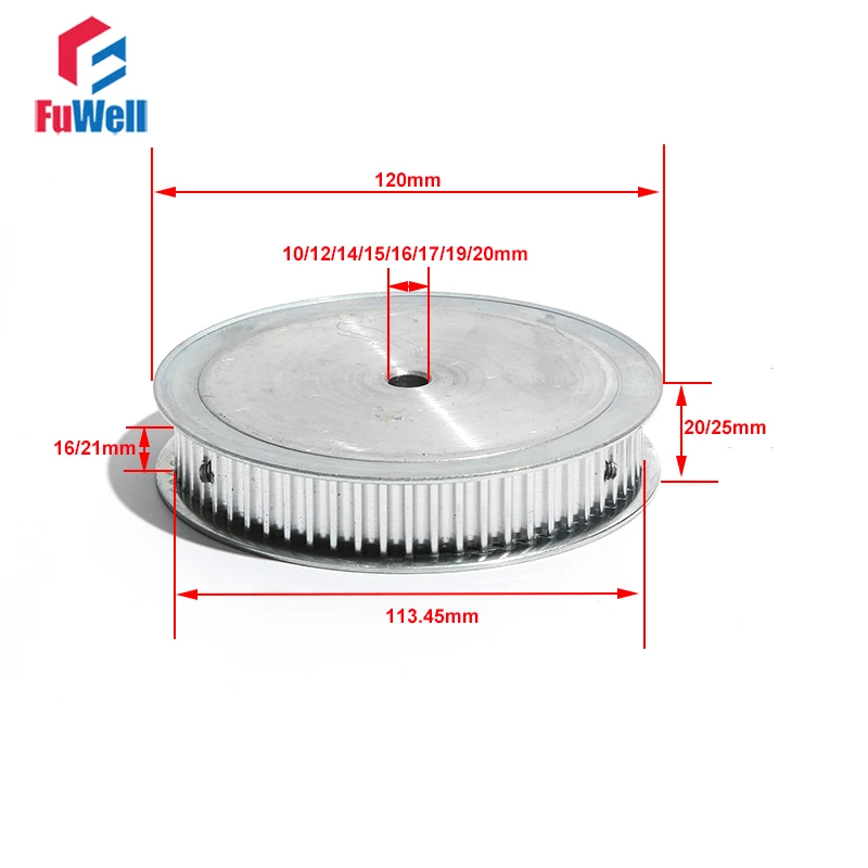 Description Picture 2 of itemTiming Pulley HTD5M-72T 16mm/21mm Belt Width 72Teeth Transmission Pulley 10/12/14/16/20mm Bore Gear Belt Pulley