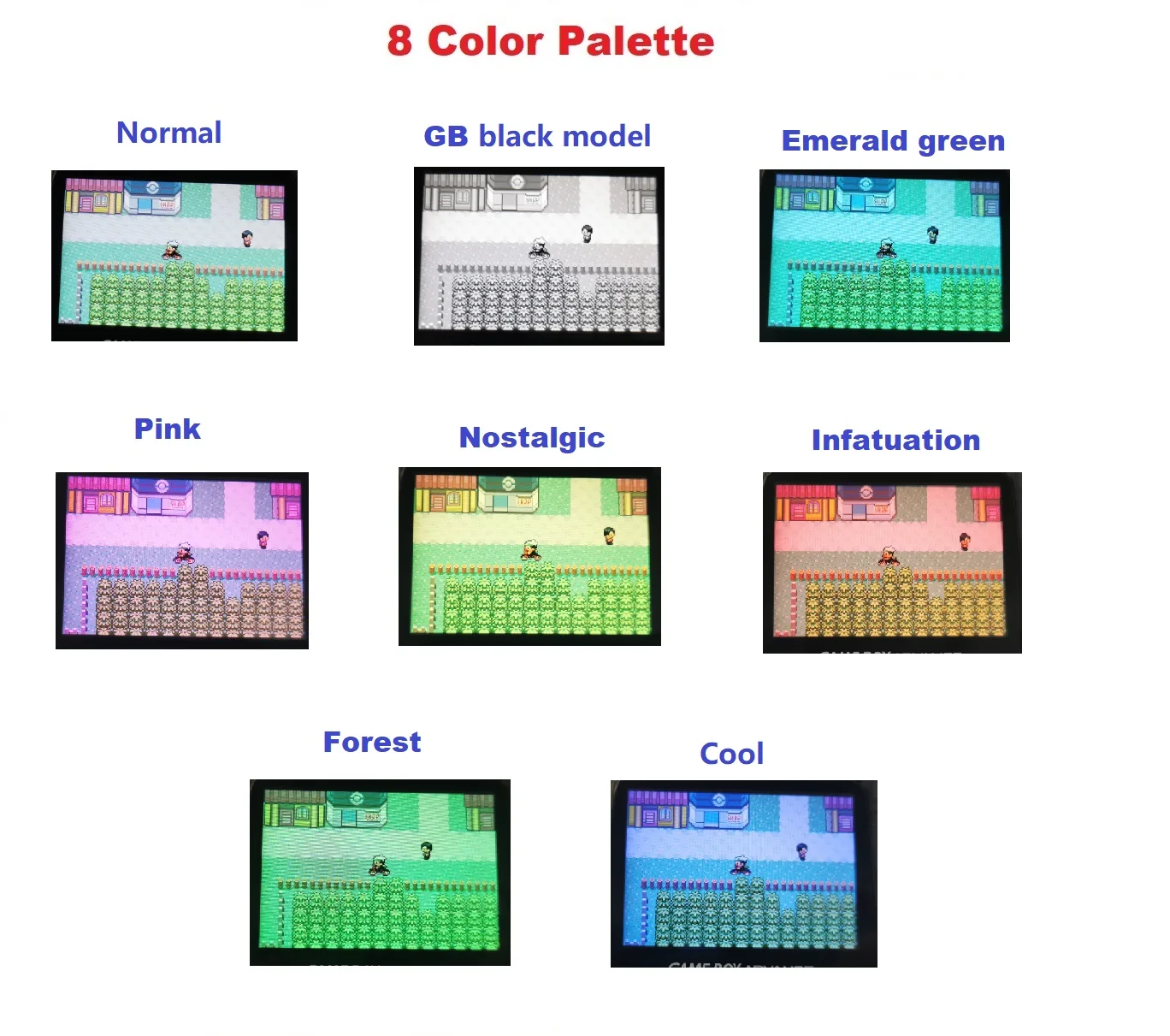 8 Colors Brightness GBA V2 IPS Backlight LCD Mod & For GameBoy Advance GBA Pre- Cut Full Housing shell kit
