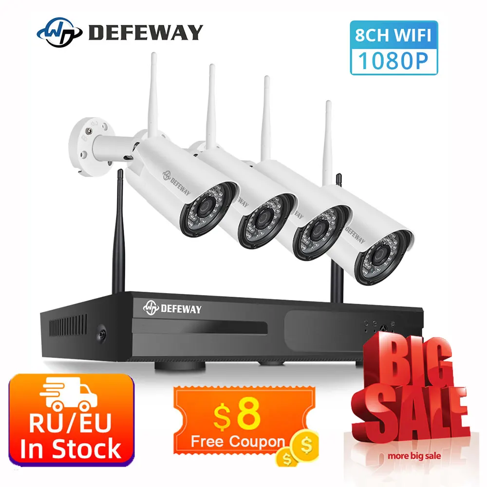 Акция! Система видеонаблюдения 8 каналов 1080P HD 2 МП IP Wi Fi|Система наблюдения| |