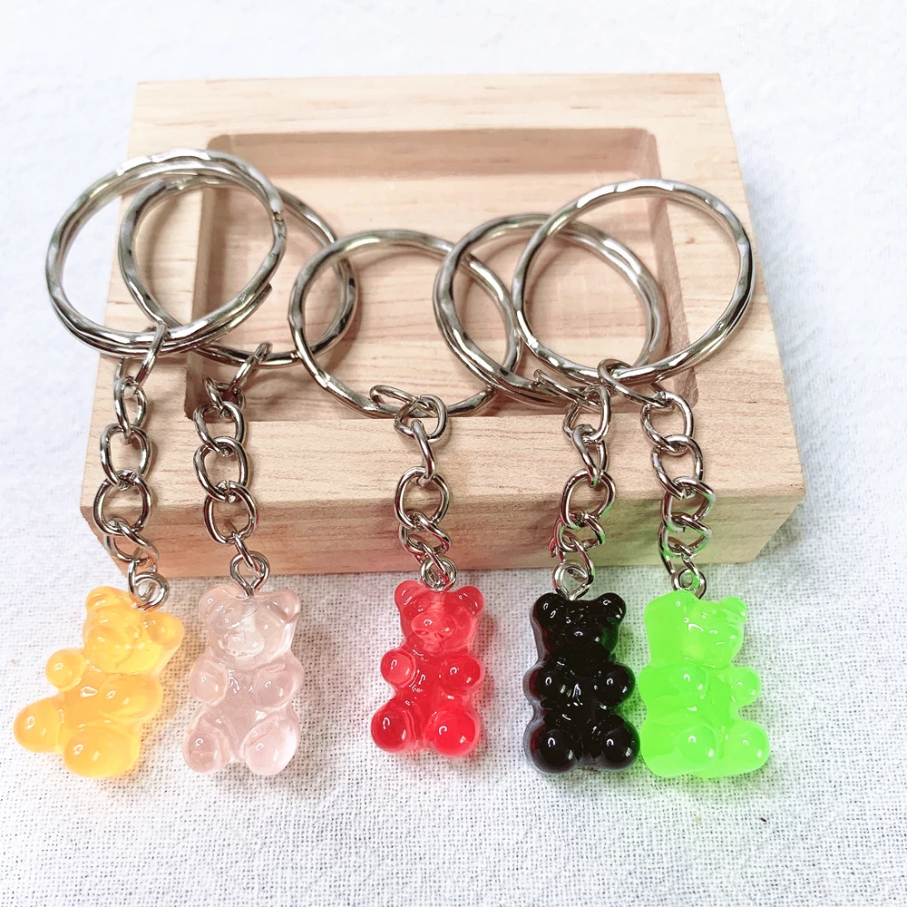 Candy color  cute bear keychain  Keychain ring pendant men and women couple key chain bag pendant wholesale