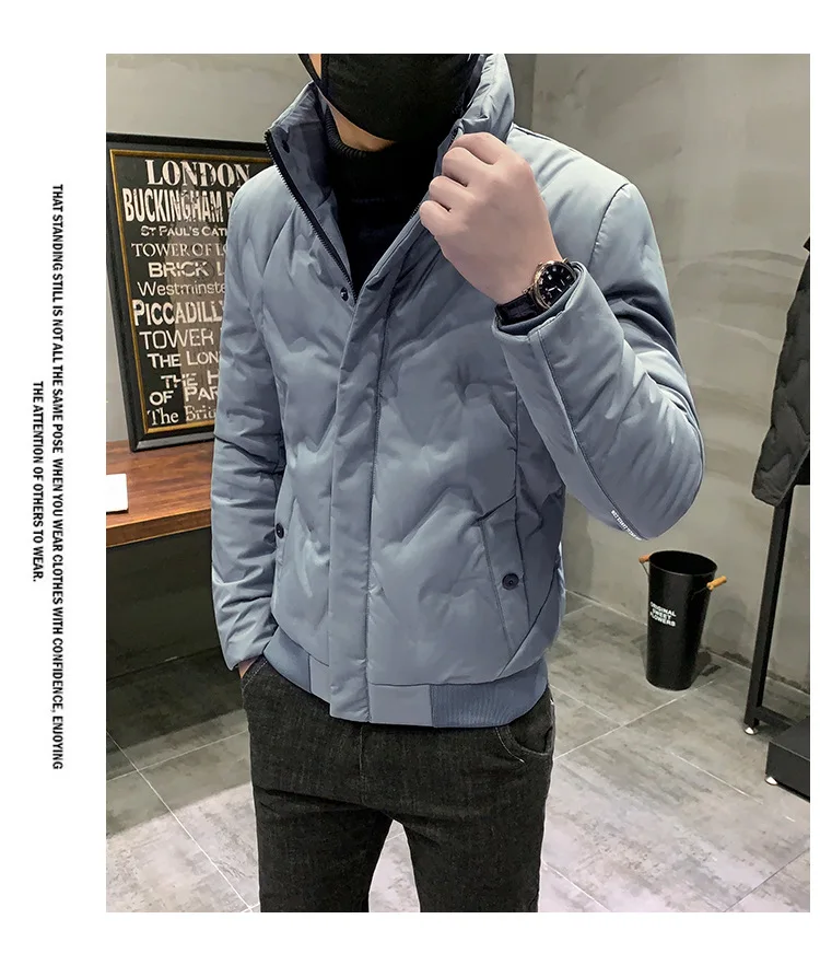 Short Stand Collar down Jacket Men's Japanese-style Slim Fit Korean-style Warm Coat Xj03 down Feather-185