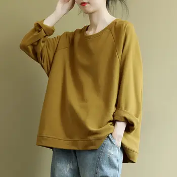 

100% Cotton Women Casual Sweatshirt New 2020 Spring Fashion Harajuku Female Loose Comfortable Tops Hoodies Plus Size P303