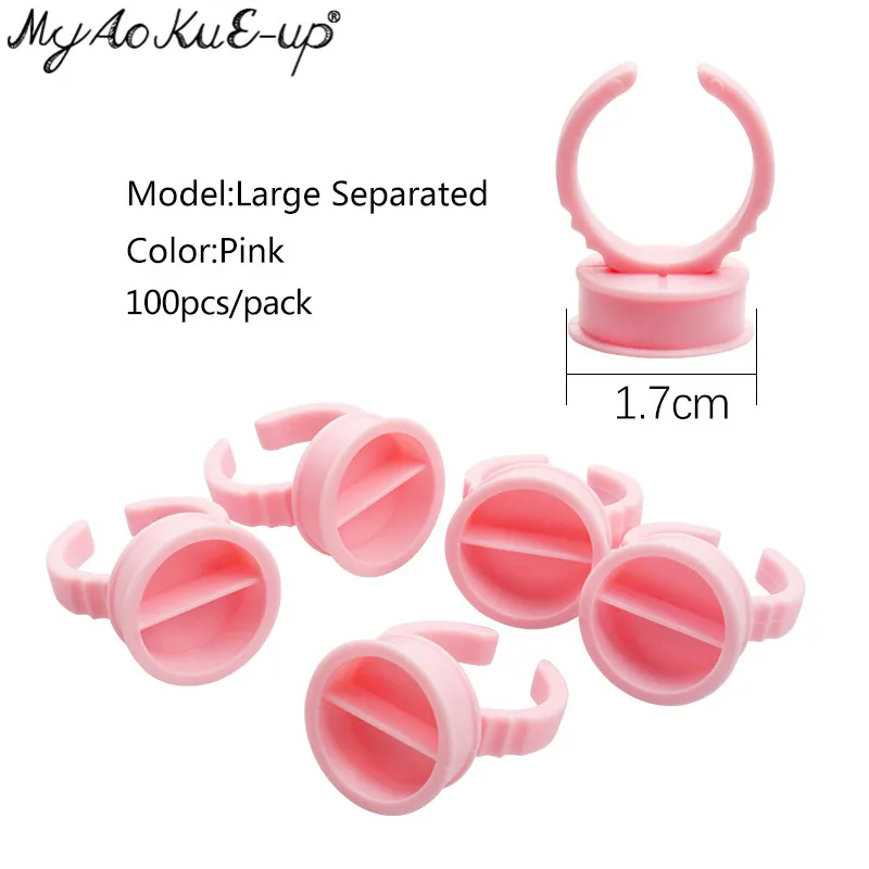 Pink Large Separated Одноразовый контейнер для клея держатель кольцевые чашки для ресниц расширение Татуировки Пигмент палитра в футляре клей держатель Контейнер для палетки - Цвет: Pink Large Separated