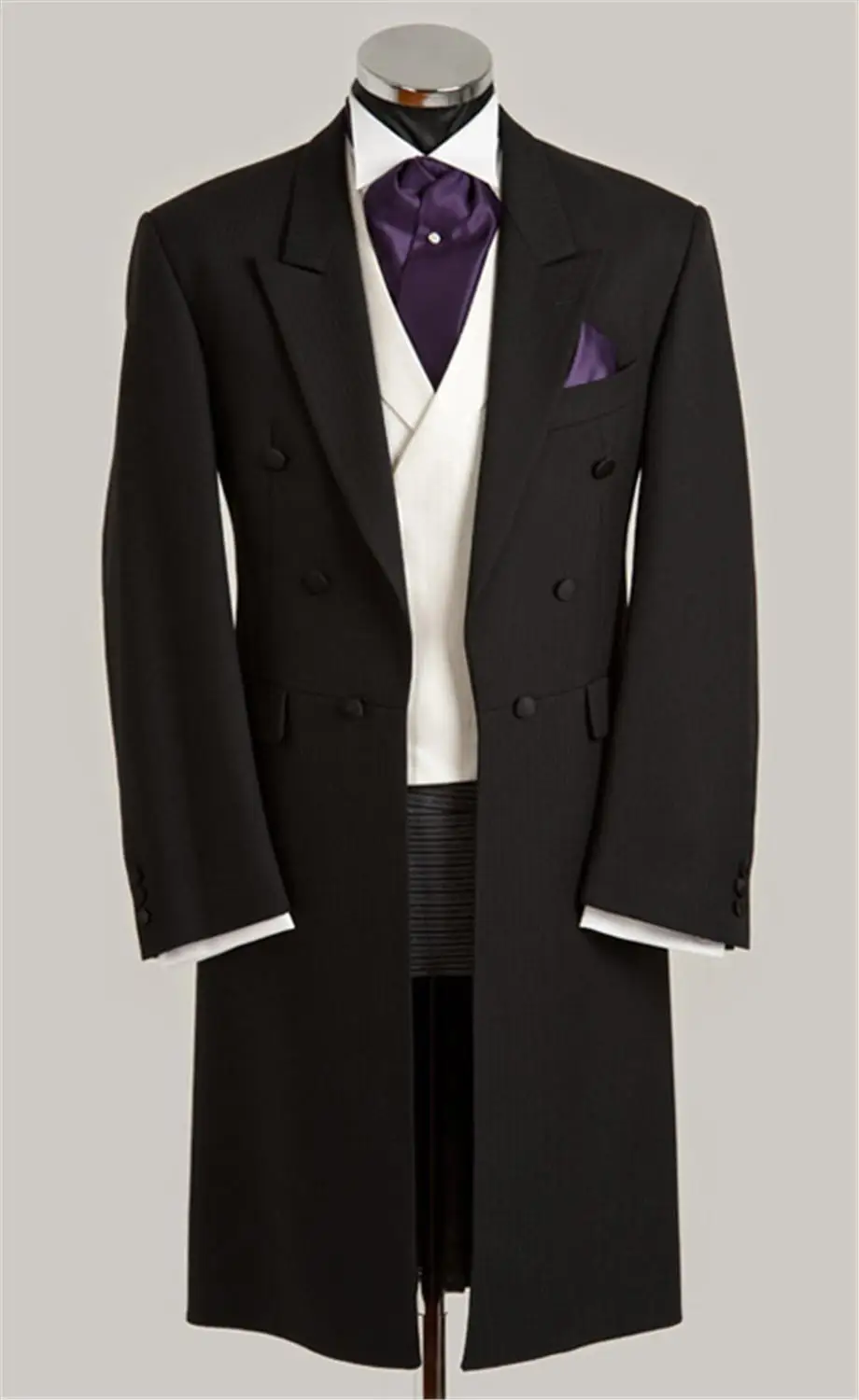 

Tailcoat Style Mens Suits Groomsmen Peak Lapel Groom Tuxedos Double-Breasted Wedding Best Man Suit (Jacket+Pants+Vest)