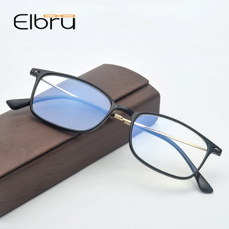 

Elbru Men Women Retro Square/Oval Spectacles Glasses Frame Anti Blue Light Blocking Computer Glasses Lightweight Cat Eye Eyewear