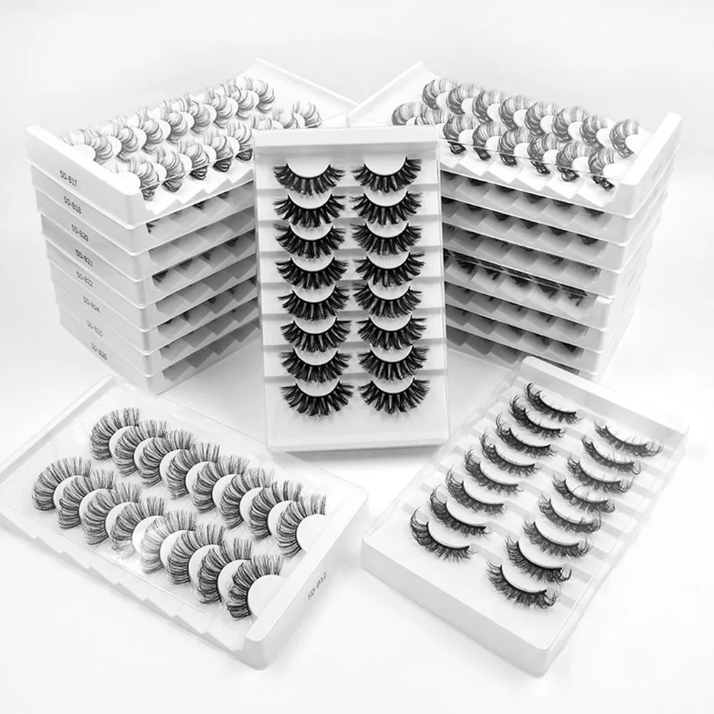 

8 pairs 3D faux Mink Lashes Natural False Eyelashes Volume Fake Lashes Makeup Eyelash Extension 18mm Eyelashes 31 style