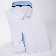 Мужская однотонная оксфордская рубашка с длинным рукавом, с левым нагрудным карманом, Высококачественная Мужская Повседневная рубашка на пуговицах