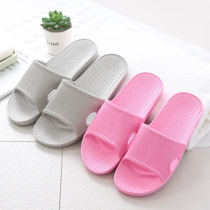 Home Slippers Bath-Sandal Couple Bathroom Soft Flat Summer Indoor Skid-Proof Floor Stripe