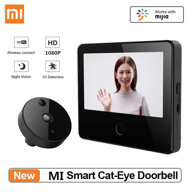 Xiaomi Mijia Smart Cat Eye Video Doorbell 1080P With 5inch Touch Screen Wireless AI Face &PIR