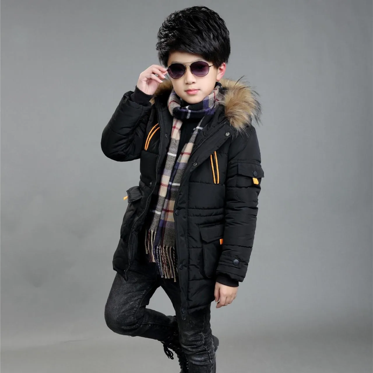 Зимние куртки для мальчиков; съемные детские теплые пуховики; жилет; детские пальто с капюшоном; теплая верхняя одежда для детей; От 3 до 14 лет - Цвет: 3