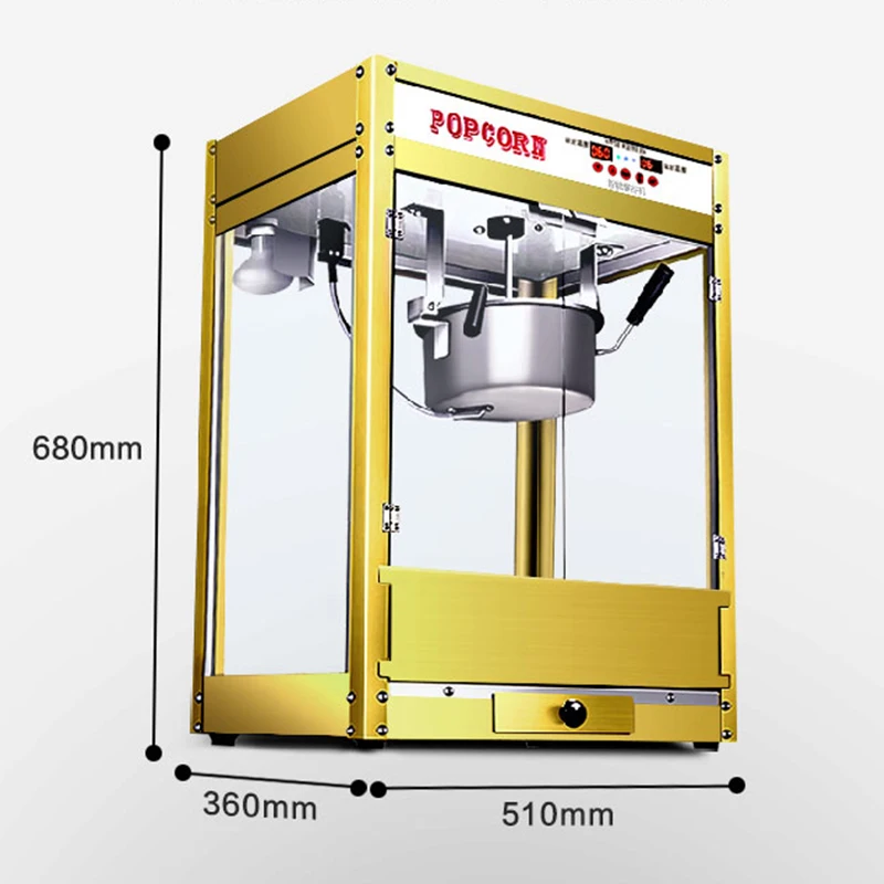 

Commercial Popcorn Maker Electric Puffed Rice Maker Automatic Corn Popper Stainless Steel Popcorn Machine Corn Popping Non-stick