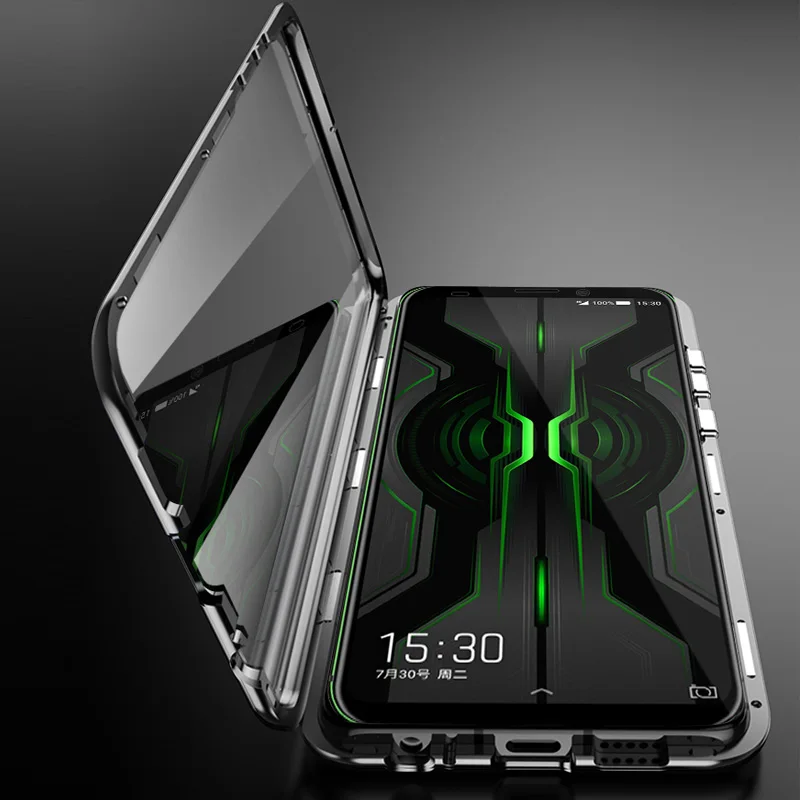 Роскошный Магнитный адсорбционный чехол для Xiaomi Blackshark 2 Pro, металлический бампер из закаленного стекла, противоударный чехол Xiaomi Blackshark 2 Pro