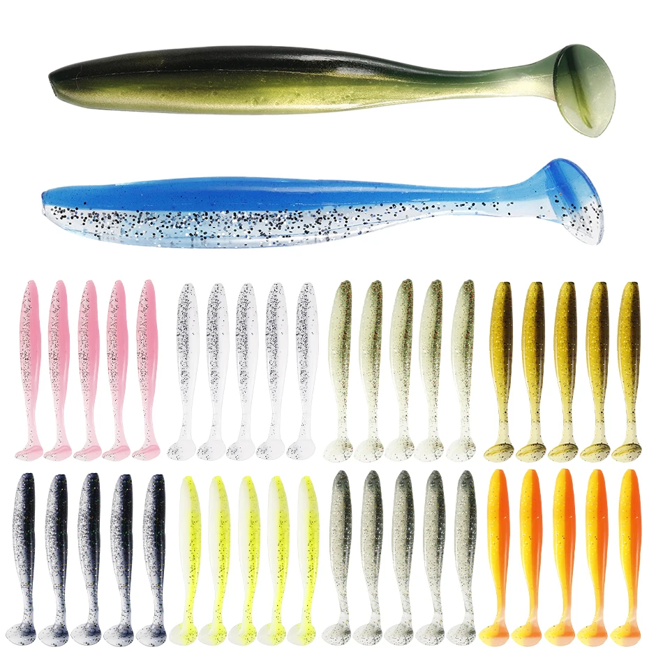 10pcs/Lot Fishing Jig Wobblers Soft Lures 70mm 55mm Easy Shiner Double Color Silicone Artificial Bait Swimbait Carp Bass Tackle