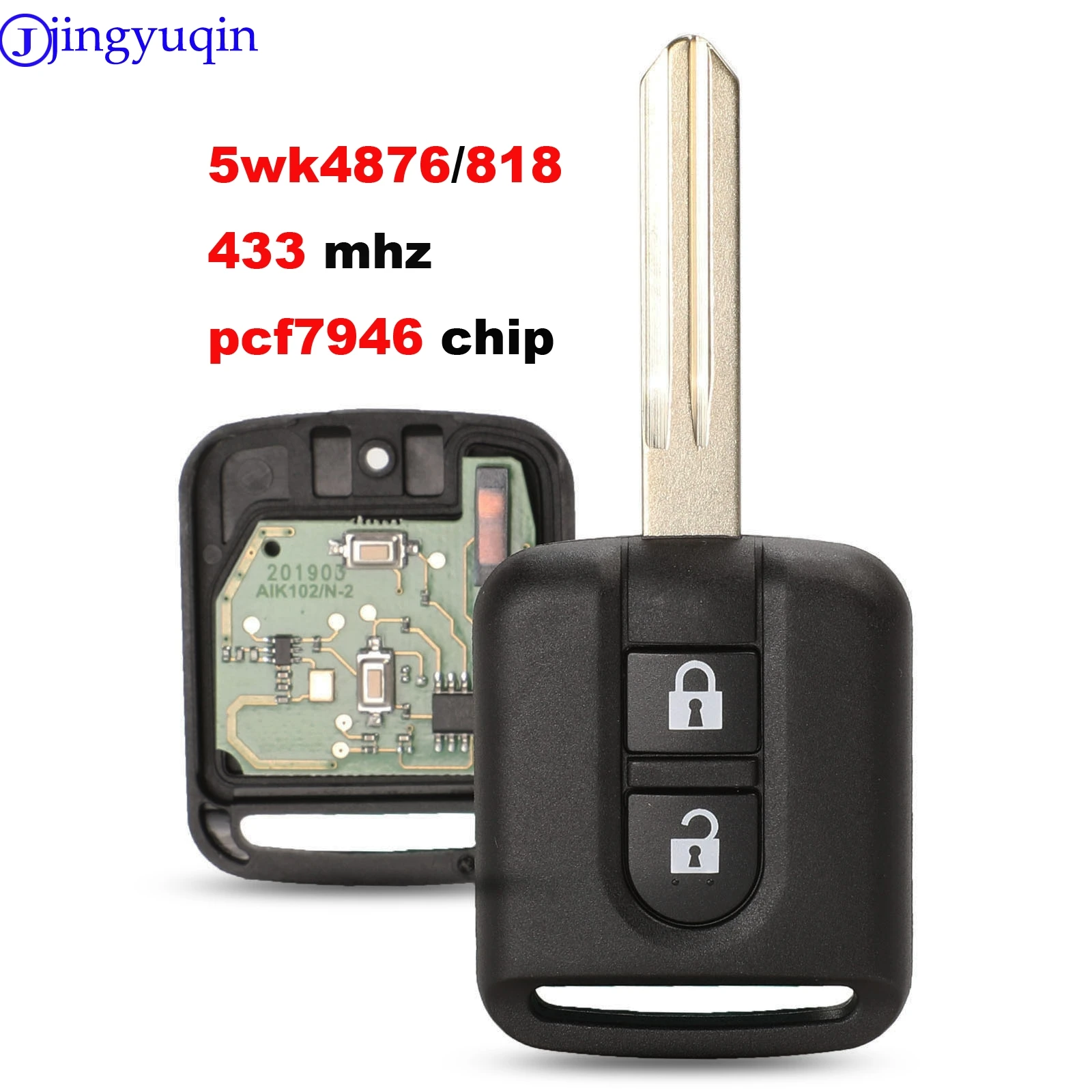 Jingyuqin 433 МГц ID46 PCF7946 чип дистанционный ключ брелок для Nissan Elgrand X-TRAIL Qashqai Navara Micra Note