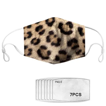 

Leopard Print Face Mouth Mask with 7 Filters Zebra pattern PM2.5 Activated Carbon Masks Mascarilla Mascherine