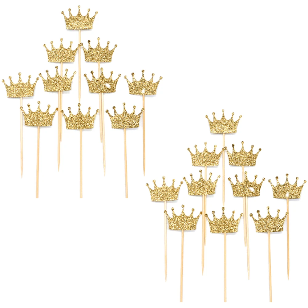 Lot of 20pcs Glitter Crown Wood Stick Cake Topper Food Picks Wedding Engagement Decor Lot of 20pcs Glitter Crown Wood Stick Cake Topper Food Picks Wedding Engagement Decor