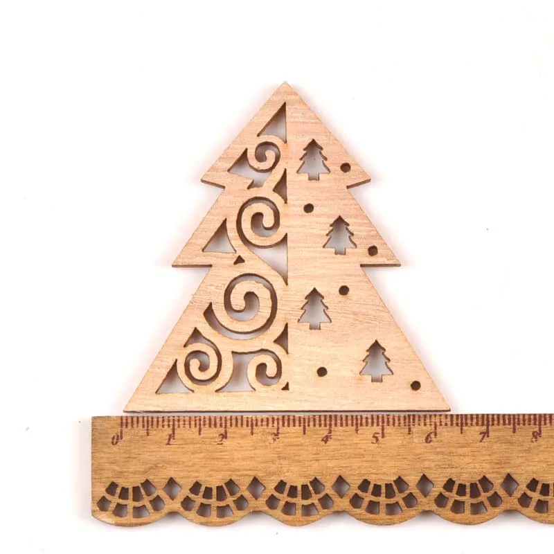 5PCS DIY Wooden Chip Christmas Tree Hanging Ornaments Pendant Kids Gifts Snowman Tree Shape Xmas Ornaments Decorations mt2557