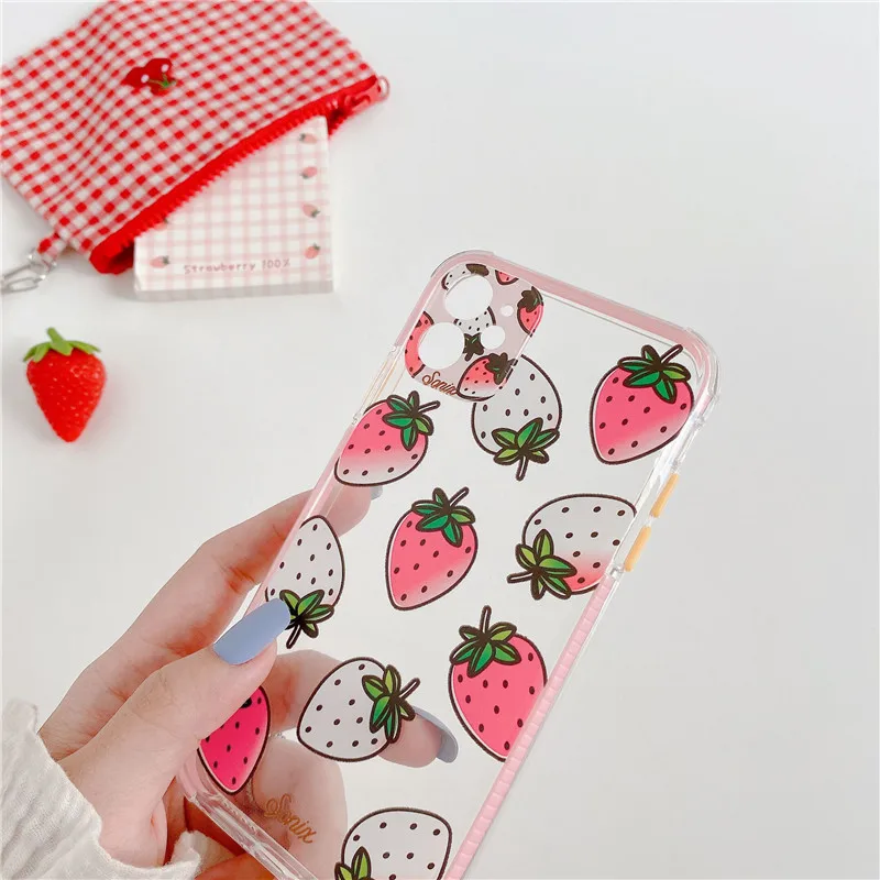 Милый чехол с клубничкой и вишней для iphone SE 2020 11 Pro max 7 8 plus X XR XS Max толстый защитный
