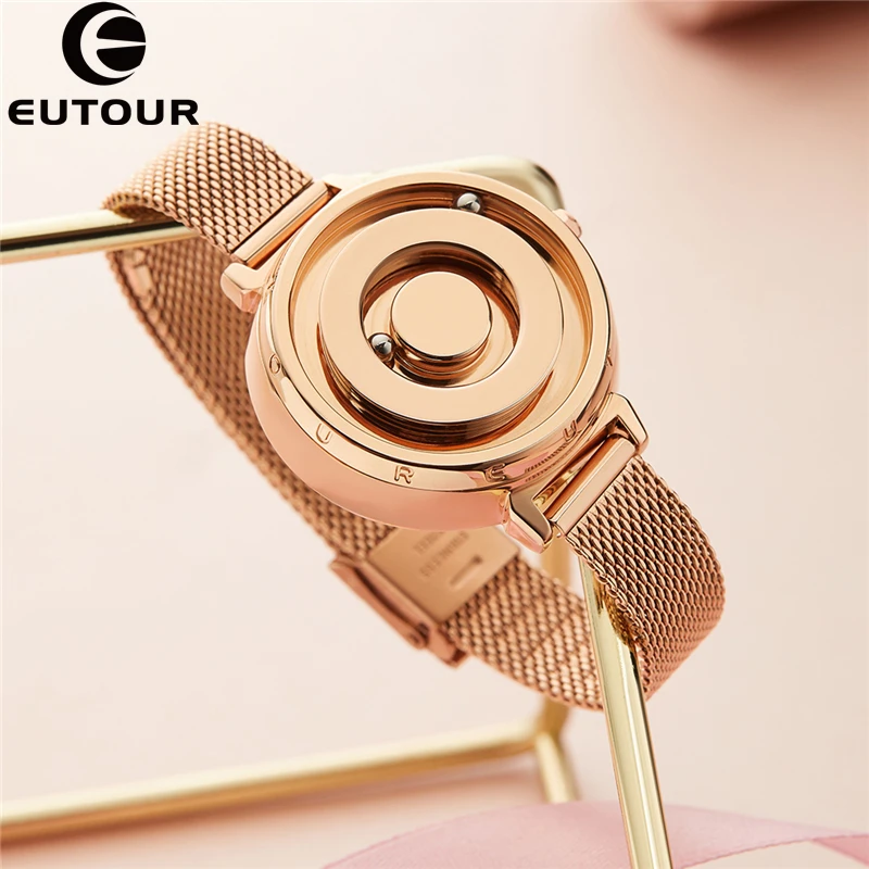 Eutour new original magnetic black gold trend women's watch female student quartz temperament fashion real belt stainless steel 1