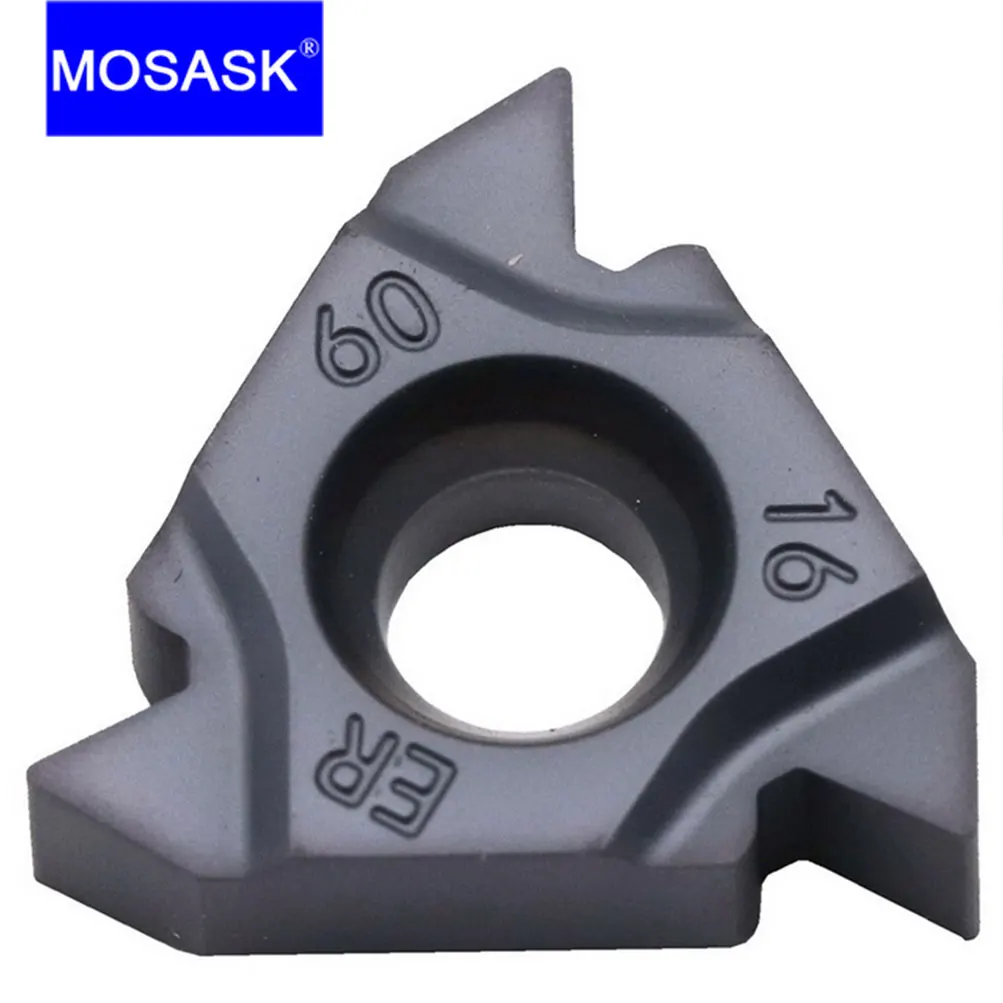 MOSASK 10pcs 16ER 22ER ZP10 Metric External Thread Processing Tungsten Threading Carbide Inserts