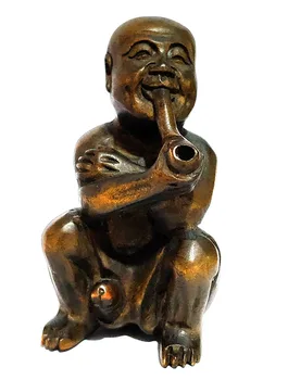 

Y5834 - 2" Hand Carved Boxwood Netsuke Figurine Carving:Farmer Man