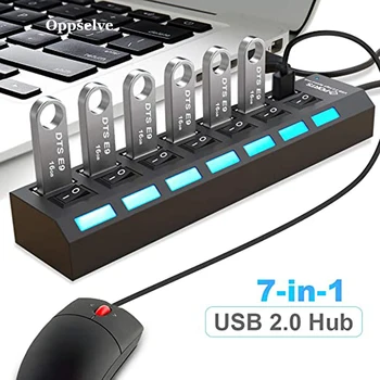 

USB Hub 2.0 Multi USB Port 4/7 Port Hub USB High Speed Hab With on/off Switch USB Splitter For PC Computer Accessorie Multi Port
