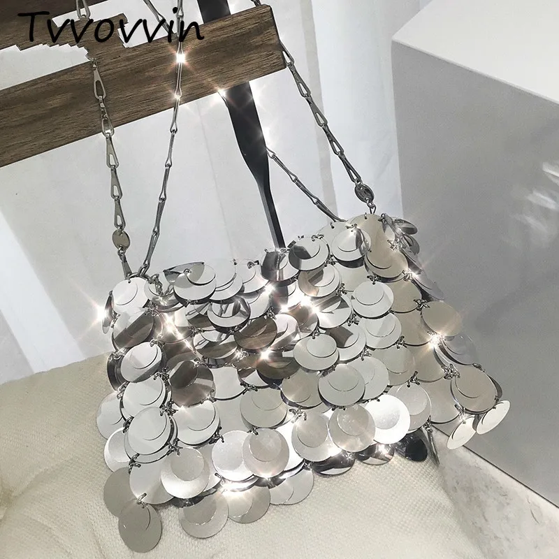 

TVVOVVIN 2019 New Autumn Winter Round Sequins Shining Chain Spliced Personality Accessories Women Fashion Tide All-match C713