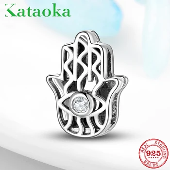 

Hot sale 925 Sterling Silver Hand of Fatima clips CZ Beads Zircon Charm Fit Original Reflection Bracelet Bangles Jewelry