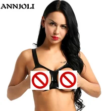 ANNJOLI женский сексуальный открытый бюстгальтер с чашечками Эротическое белье кортекс Wetlook искусственная кожа фетиш одежда с вырезами эротические груди Нижнее белье Топ