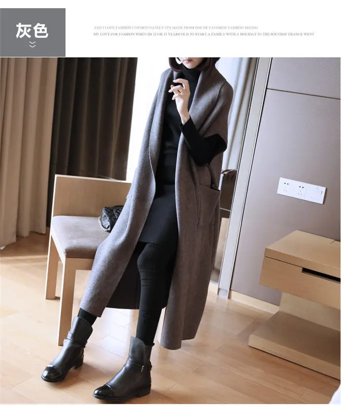 Autumn and Winter Thick Knit Cardigan Ladies New Large Size Women's Temperament Long Sleeveless Sweater Coat Chaqueta f2111