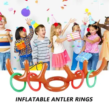 

PVC Inflatable Christmas Elk Headband Toy Antler Head Throwing Circle Ring Toys Quick Aerated Mouth with Smooth Inner Ring