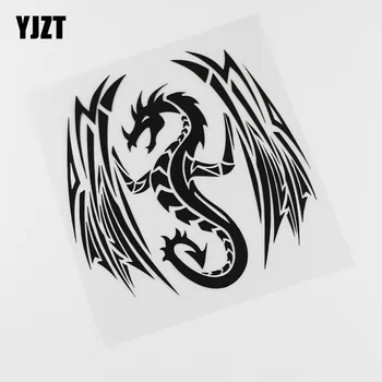 

YJZT 15.5CMX15.5CM Car Sticker Tribal Dragon Wings Tail Decal Vinyl Black/Silver 13C-0150
