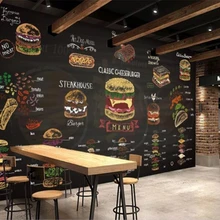 Обои на заказ, ручная роспись, цветной мелок, бургер, фон для стены, Ресторан быстрого питания, ресторан, 3d обои