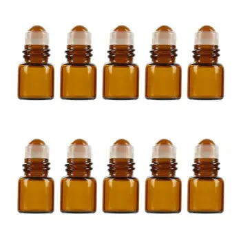 

10Pcs 1ml Amber Glass Roll on Bottle Sample Test Essential Oil Vials with Roller Refillable Bottle Travel Cosmetic Container