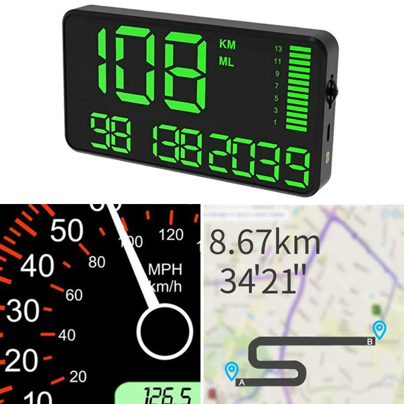

Car HUD Speedometer Trucks GPS Digital Display Overspeed Accessories Tool DC5V Set Kit C90 Universal