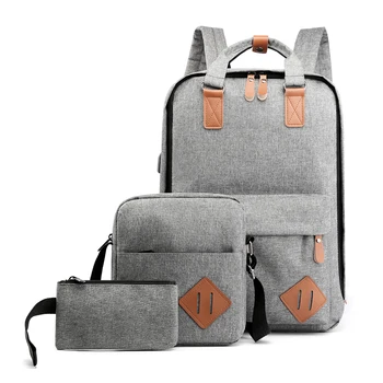 

3pcs/sets (backpack+shoulder bag+coin bag) unisex backpacks men daypacks women bagpacks 15.6 inch laptop shoulder school bags