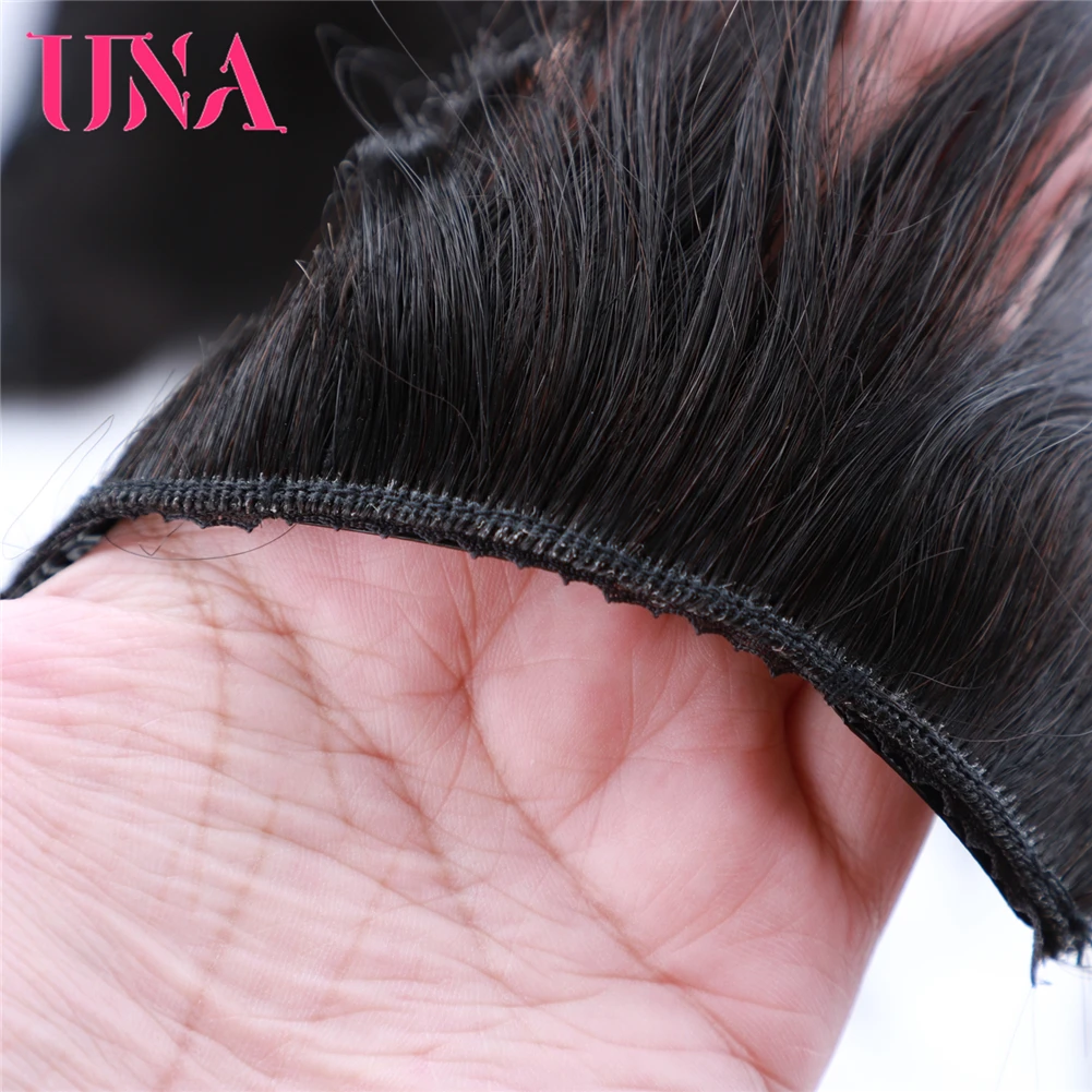 UNA Clip in Hair Extensions 8 Pieces-Brazilian Human Hair Premium Women Straight Double Weft Thick Remy Extensions Clip i