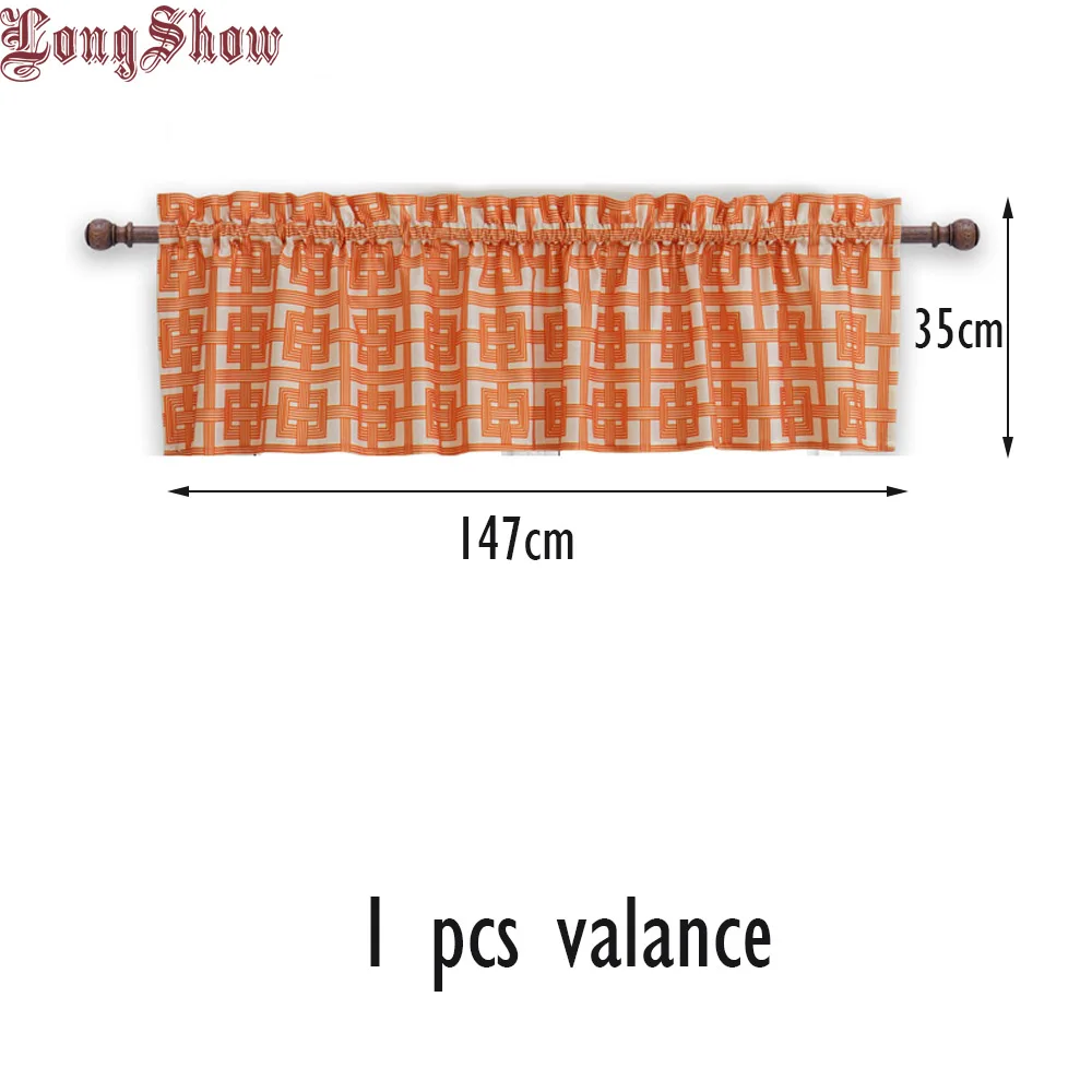 Современный Декор для дома оранжевый цвет геометрический стержень карман толстый Гладкий плюшевый кухня окна двери шторы балдахин - Цвет: 1pcs valance
