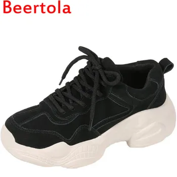 

Beertola Flock Mesh Women's Sneakers New Flats Shoes Women Designers Casual Shoes Popular Shoes Chaussures Black Color
