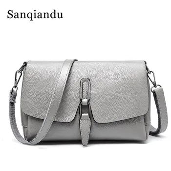 

100% Genuine Leather Crossbody Bags for Women Shoulder Messenger Bag Ladies Fashion Purses and Handbags Design 2019 Girls Bag