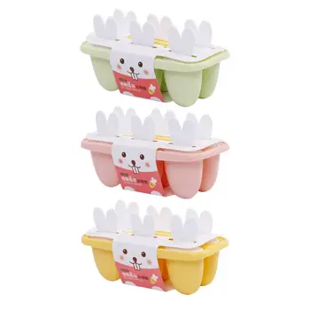 

2020 New 6 Grid Cute Rabbit Ears Popsicle Mold Ice Cube Cool Freezing Tray Ice Cream Maker Yogurt DIY Mould Available Reusable